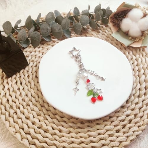cioatu Cute Keychain Aesthetic Y2K Keychain Accessories Cute Heart Butterfly Strawberry Bear Key Chain for Keys Bags Women Gifts (1PCS Cherry) - Image 5