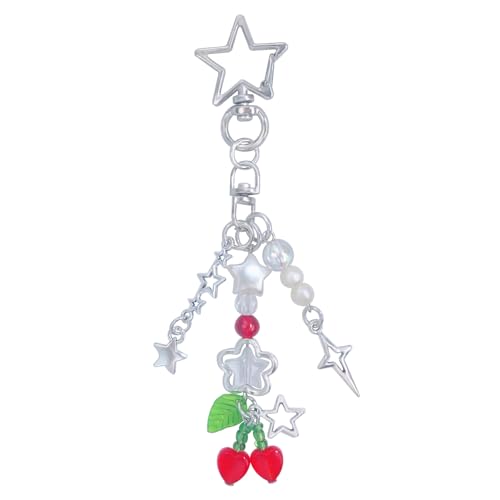 cioatu Cute Keychain Aesthetic Y2K Keychain Accessories Cute Heart Butterfly Strawberry Bear Key Chain for Keys Bags Women Gifts (1PCS Cherry) - Image 1