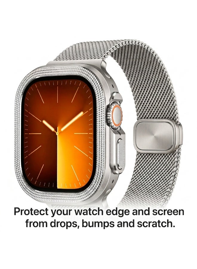 TEMPO 2 in-1 Metal Cover Compatible with Apple Watch Ultra 2/1 Case 49mm, Rugged Bumper with Back Protector for iWatch Ultra 49mm, Titanium - Image 2