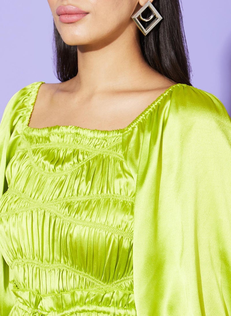 Globus Women Lime Green Square Neck Party Playsuit - Image 5