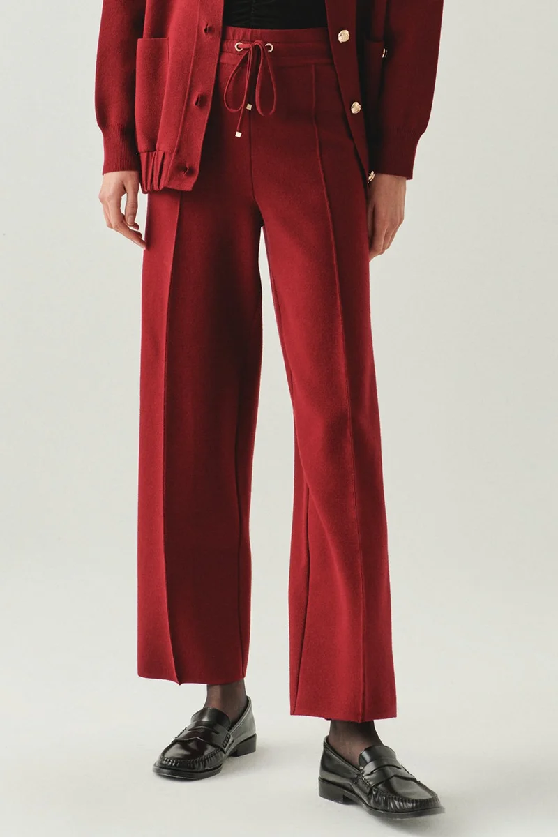 اكسيكيوز بنطال منسوج عادي برباط باللون الأحمر الكرزي