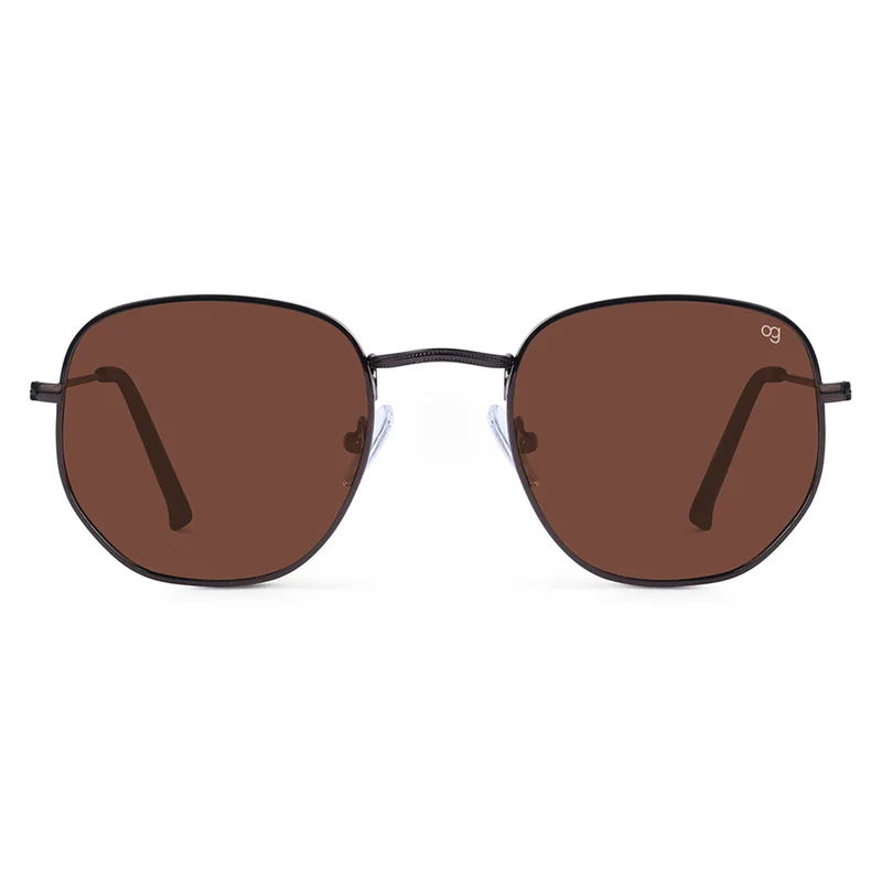 Woggles Brown Polarized Hexagonal Sunglasses