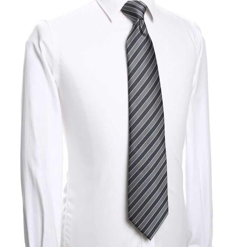 KissTies Men's Striped Tie Extra Long Necktie Wedding Party Gift (63'' XL),Grey - Image 4