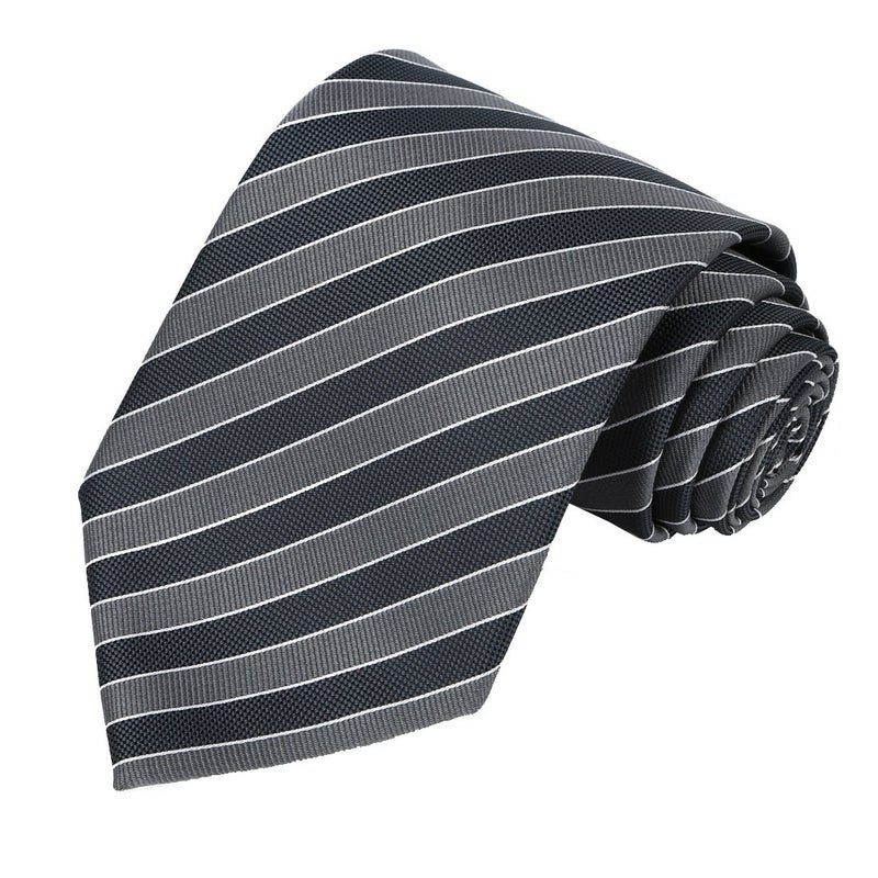 KissTies Men's Striped Tie Extra Long Necktie Wedding Party Gift (63'' XL),Grey - Image 1