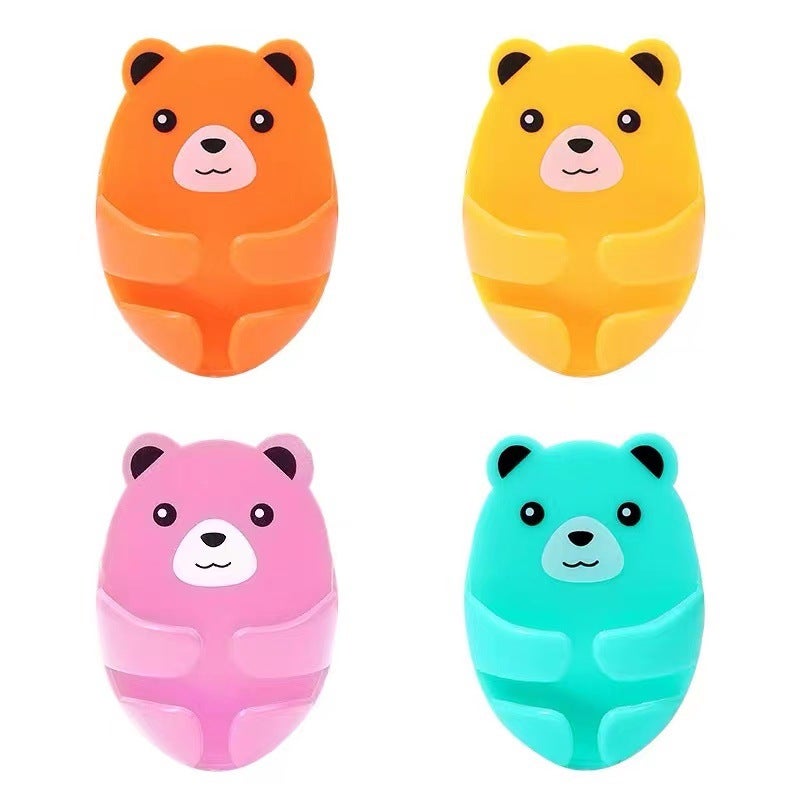 Cartoon Bear No-Drill Hook for Plug Storage Pink [Bear plug hook] 1 Pink [Bear plug hook] 1