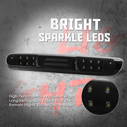 KOMAS 3rd Third Tail Rear Brake Light Replacement For 2007 2008 2009 2010 2011 2012 2013 Chevy Silverado/GMC Sierra High Mount Waterproof 3D Dual Row LED Bar (Black Smoke Lens) - Image 2