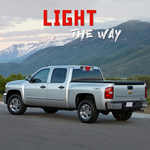 KOMAS 3rd Third Tail Rear Brake Light Replacement For 2007 2008 2009 2010 2011 2012 2013 Chevy Silverado/GMC Sierra High Mount Waterproof 3D Dual Row LED Bar (Black Smoke Lens) - Image 3