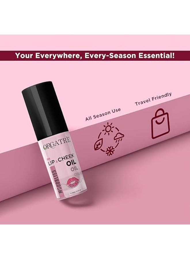 Orgatre PH Lip & Cheek Oil | Lip tint gloss | Color Changing Tint for Women | With Jojoba & Olive Oil, Vitamin E | Non-Sticky, Hydrating & Long-Lasting Glow | 2-in-1 Lip & Cheek Tint for Soft Pink Look | 6.5ml - Image 1