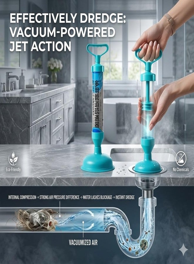 YORTEN Powerful Toilet Plunger Types Suction Cup, More Cleaner New Air Pump Tool, High Pressure Drain Buster Suitable for Toilet, Bathtub, Shower, Kitchen Sink - Image 5