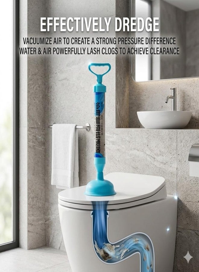 YORTEN Powerful Toilet Plunger Types Suction Cup, More Cleaner New Air Pump Tool, High Pressure Drain Buster Suitable for Toilet, Bathtub, Shower, Kitchen Sink - Image 2