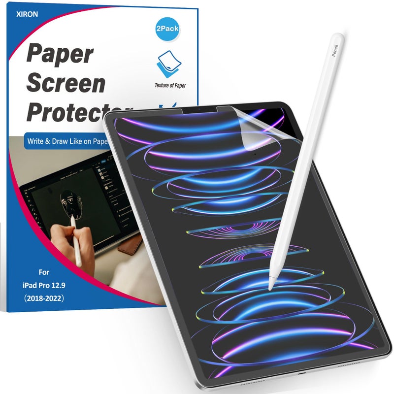 XIRON [2 PACK] Paper Screen Protector Compatible with iPad Pro 12.9 (2022&2021&2020&2018), High Touch Sensitivity No Glare for iPad Pro 12.9 Matte Screen Protector, Compatible with Apple Pencil - Image 1