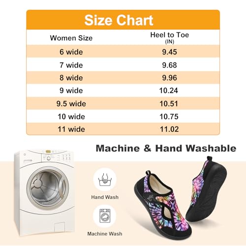 LeIsfIt Womens Slippers Wide Diabetic Shoes Adjustable Arthritis Edema House Shoes Indoor Outdoor Slippers MutiBlack Size 9 - Image 5