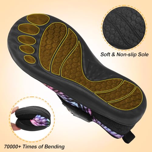 LeIsfIt Womens Slippers Wide Diabetic Shoes Adjustable Arthritis Edema House Shoes Indoor Outdoor Slippers MutiBlack Size 9 - Image 4