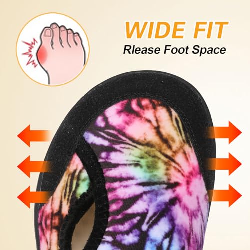 LeIsfIt Womens Slippers Wide Diabetic Shoes Adjustable Arthritis Edema House Shoes Indoor Outdoor Slippers MutiBlack Size 9 - Image 2