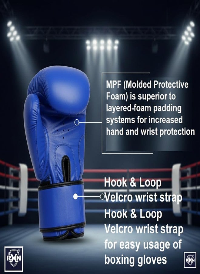 RXN Professional Amateur Competition Leather Boxing Gloves (Blue, 10OZ) BG-1 - Image 4