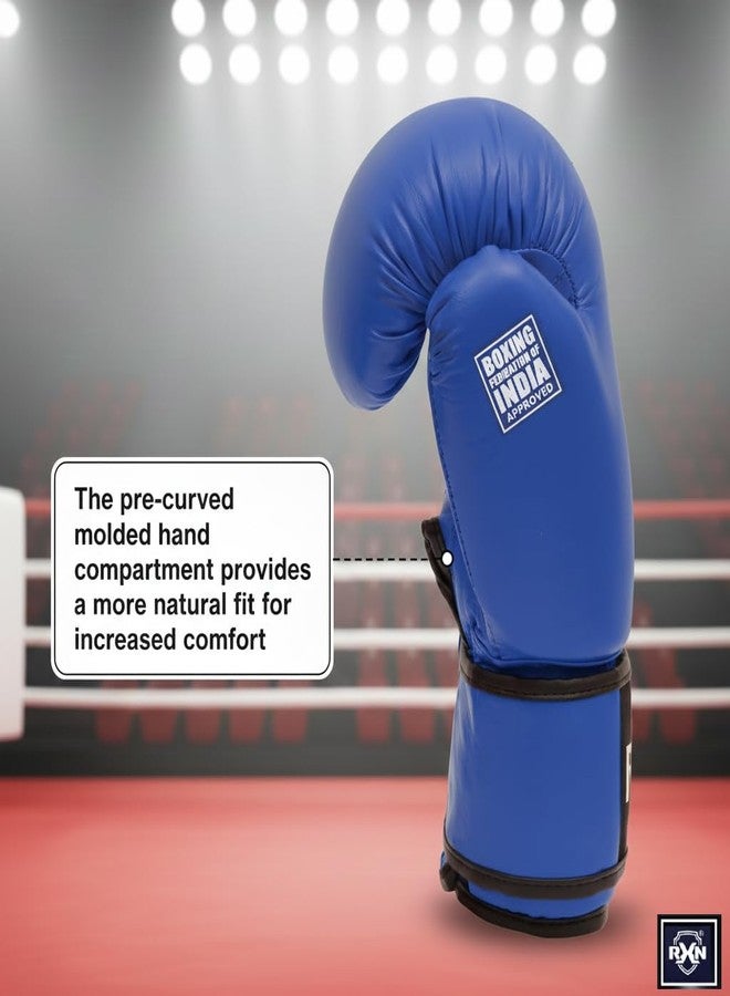 RXN Professional Amateur Competition Leather Boxing Gloves (Blue, 10OZ) BG-1 - Image 3