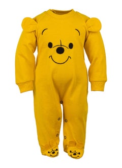 BABYCARA Turkish Cotton Baby Jumpsuit with Winnie Cosplay Design Snap Coverall and Matching Hat for Ages 3-12 Months Perfect Dress up Special Occasions or Everyday Wear  - Image 2