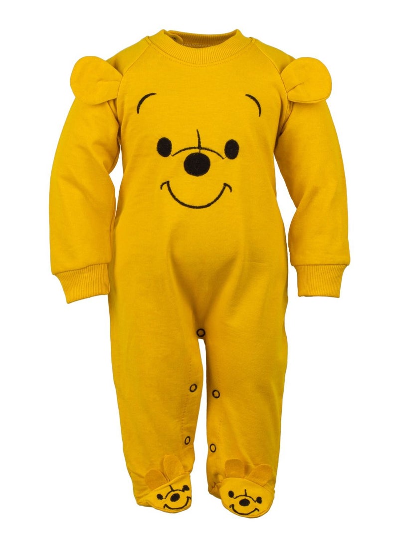 BABYCARA Turkish Cotton Baby Jumpsuit with Winnie Cosplay Design Snap Coverall and Matching Hat for Ages 3-12 Months Perfect Dress up Special Occasions or Everyday Wear  - Image 2