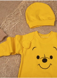 BABYCARA Turkish Cotton Baby Jumpsuit with Winnie Cosplay Design Snap Coverall and Matching Hat for Ages 3-12 Months Perfect Dress up Special Occasions or Everyday Wear  - Image 4