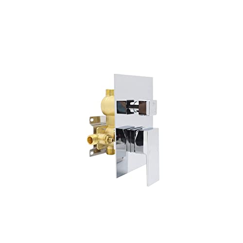 Drettyer 2 Way Outlet Function Solid Brass Shower Diverter Valve Mixer RoughIn Shower Handle Valve Kit Replacement in Chrome - Image 1