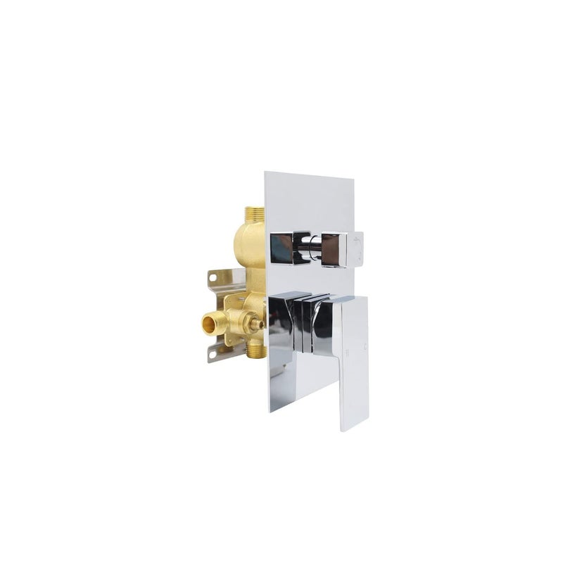 Drettyer 2 Way Outlet Function Solid Brass Shower Diverter Valve Mixer RoughIn Shower Handle Valve Kit Replacement in Chrome - Image 2