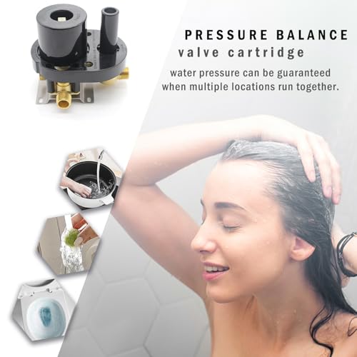 Drettyer 2 Way Outlet Function Solid Brass Shower Diverter Valve Mixer RoughIn Shower Handle Valve Kit Replacement in Chrome - Image 3