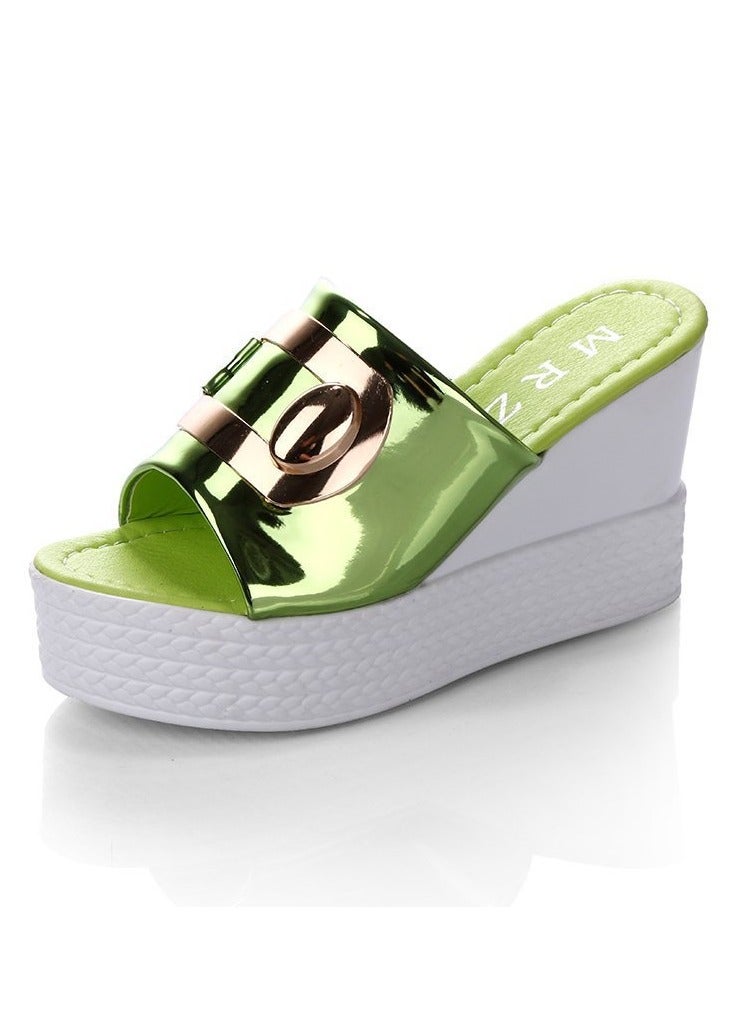 KUYING New Style Sponge Cake Thick Sole Casual Slope Heel Slippers - Image 1