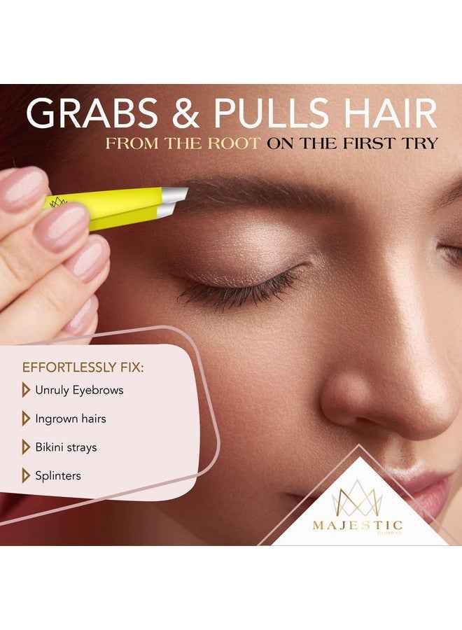 Majestic Bombay Fine Point + Slant Tweezers For Women And Men - Splinter Ticks, Facial, Brow And Ingrown Hair Removal-Sharp, Needle Nose, Surgical Tweezers Precision Best Tweezers For Chin Hair - Image 4