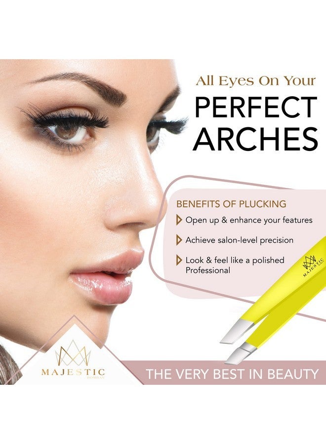 Majestic Bombay Fine Point + Slant Tweezers For Women And Men - Splinter Ticks, Facial, Brow And Ingrown Hair Removal-Sharp, Needle Nose, Surgical Tweezers Precision Best Tweezers For Chin Hair - Image 2