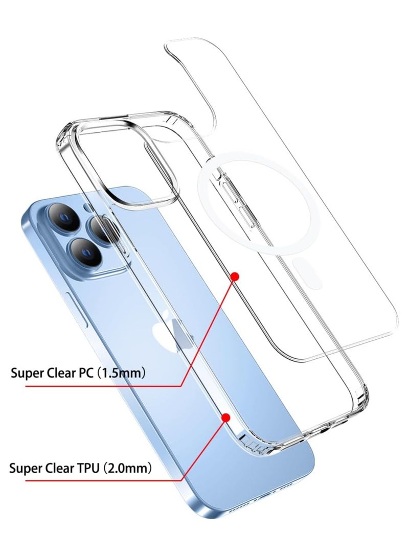 Protective Transparent Case Cover With MagSafe Charger for Apple iPhone 13 Pro Max, anti-yellowing, anti-fall, anti-scratch, comfortable grip, shock-absorbent, supports magnetic wireless charging, transparent  - Image 2