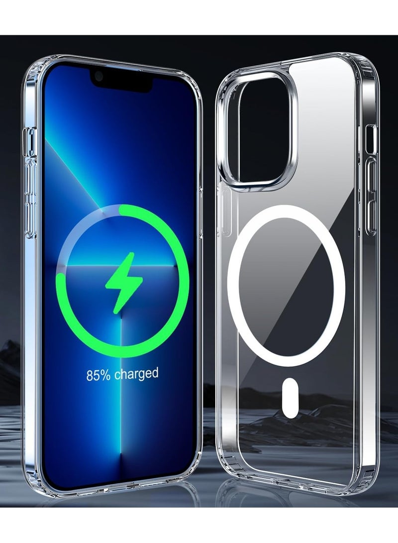 Protective Transparent Case Cover With MagSafe Charger for Apple iPhone 13 Pro Max, anti-yellowing, anti-fall, anti-scratch, comfortable grip, shock-absorbent, supports magnetic wireless charging, transparent  - Image 1