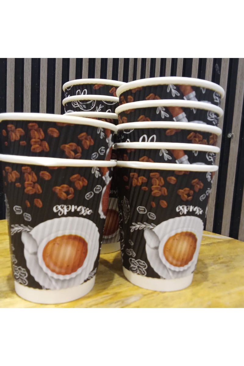 Pack of 1 (25 Count) 8oz Paper Coffee Cups,3 Layers Disposable Coffee Cups, Black Hot Beverage Cups with Ripple Wall Design, Hot Beverage Cups Suitable for Birthday,Party and any occasions - Image 1