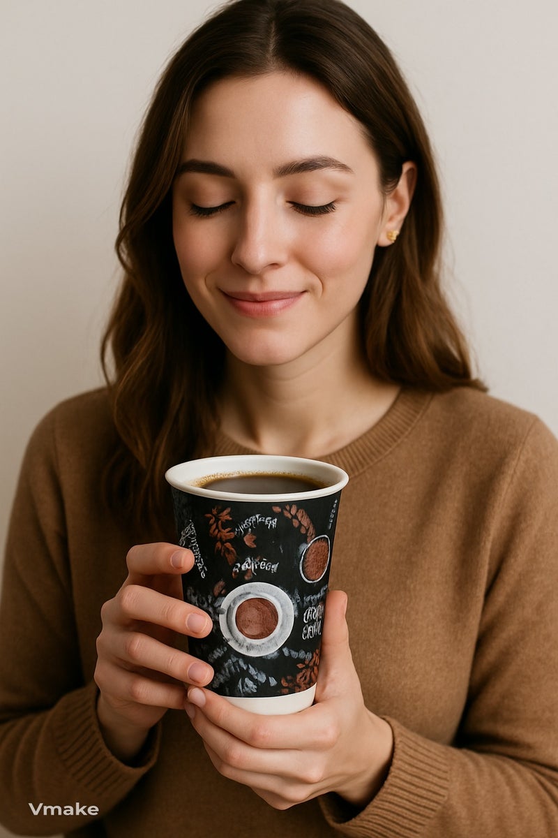 Pack of 1 (25 Count) 8oz Paper Coffee Cups,3 Layers Disposable Coffee Cups, Black Hot Beverage Cups with Ripple Wall Design, Hot Beverage Cups Suitable for Birthday,Party and any occasions - Image 4