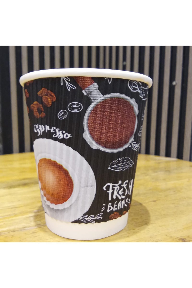Pack of 1 (25 Count) 8oz Paper Coffee Cups,3 Layers Disposable Coffee Cups, Black Hot Beverage Cups with Ripple Wall Design, Hot Beverage Cups Suitable for Birthday,Party and any occasions - Image 3
