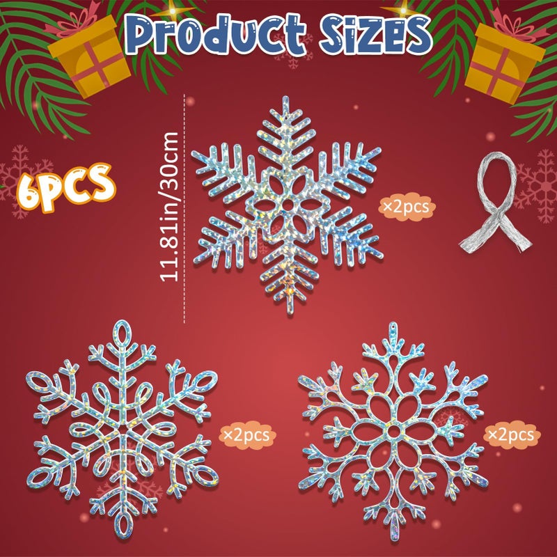 كوكو الشتاء Winterland Frozen Birthday Party Decoration Elming Snowflake Ornament Elember- 6pcs 11.8 كبير في زخارف عيد الميلاد الشنق - Image 4