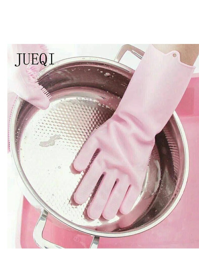 Reusable Silicone Cleaning Gloves with Scrubber – Heat-Resistant Dishwashing Gloves for Kitchen, Bathroom & Pet Care | Multipurpose Magic Gloves for Scrubbing, Washing, and Cleaning - Image 1