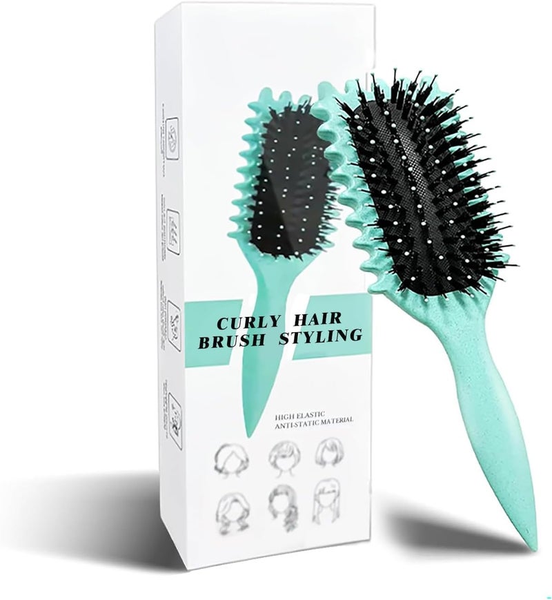 Jiffix Curly Hair Brush – Curl Defining & Detangling Brush for Women & Men – Boar Bristle Styling Brush for Shaping, Combing & Enhancing Natural Curls – Suitable for All Hair Types (Multi Color) - Image 1