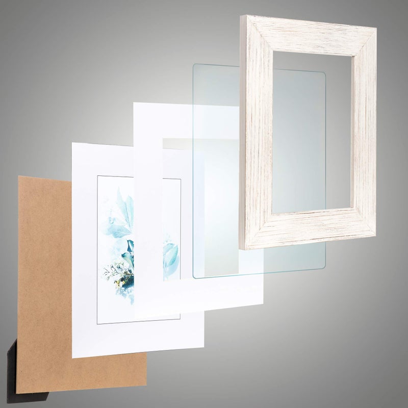 Kaiwin 100% Solid Wood White 5X7 Picture Frame 3 Pack - Display Picture 4X6 With Mat  Hd Glass Inside  Rustic Wooden Photo Frames For Table Top And Wall Mounting - Image 5