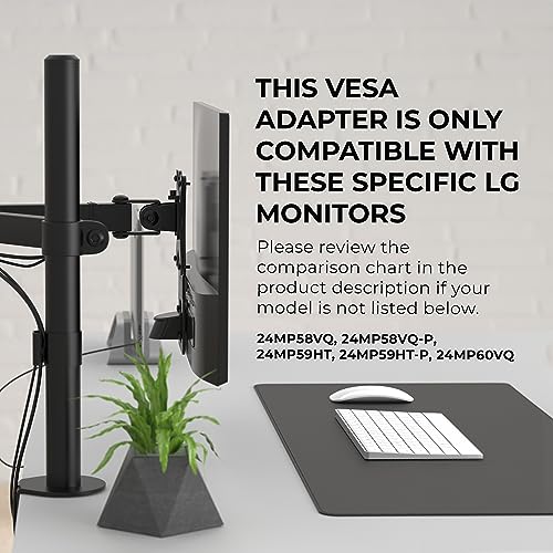 HumanCentric VESA Mount Adapter Compatible with LG Monitors 24MP58VQ, 24MP58VQ-P, 24MP59HT, 24MP59HT-P, and 24MP60VQ, Mounts Monitor to VESA Stand, Arm or Desk Mount with 75x75 or 100x100 mm Pattern - Image 2