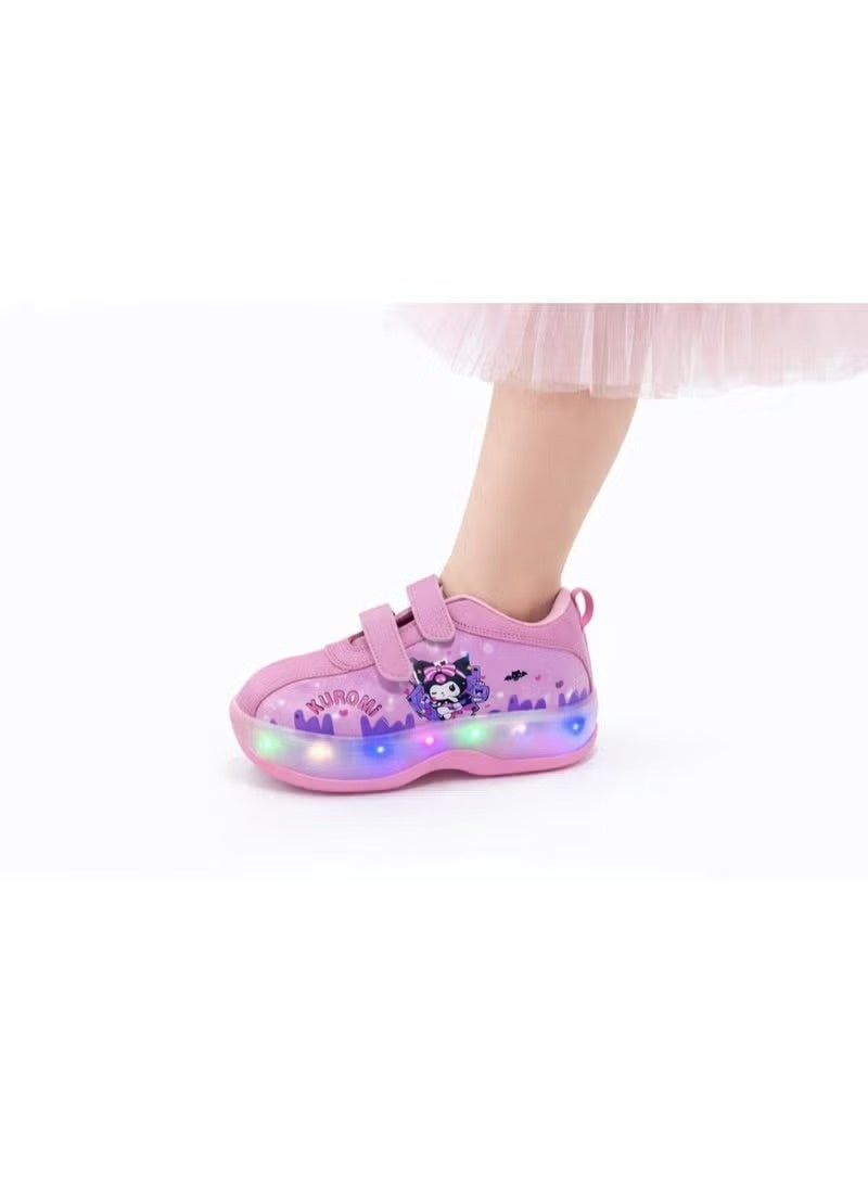 kuromi Kids Retractable Roller Skates Shoes with LED Light Up Wheels & Double Row Pulley - Comfortable Athletic Sneakers with Hook-and-Loop Straps Size 30 - Image 2