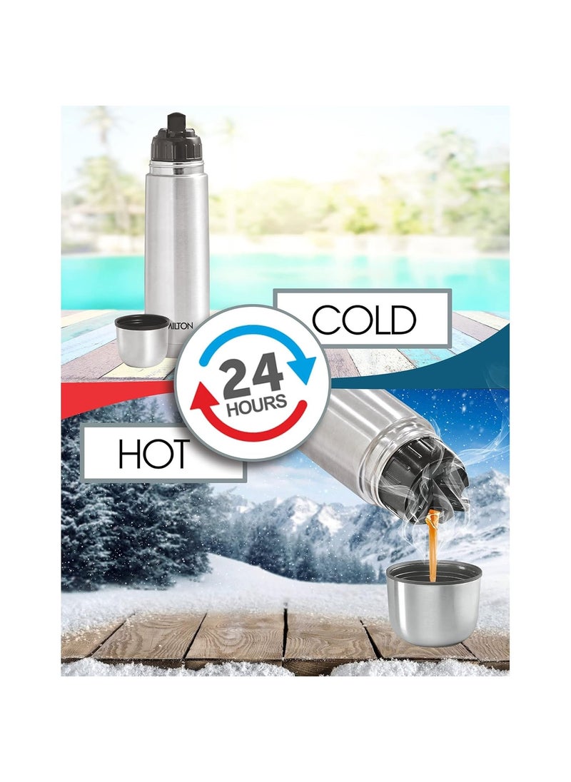 Milton - Milton Thermosteel Flip Lid Flask, 500 ML, Silver (Pack of 2) - Image 1