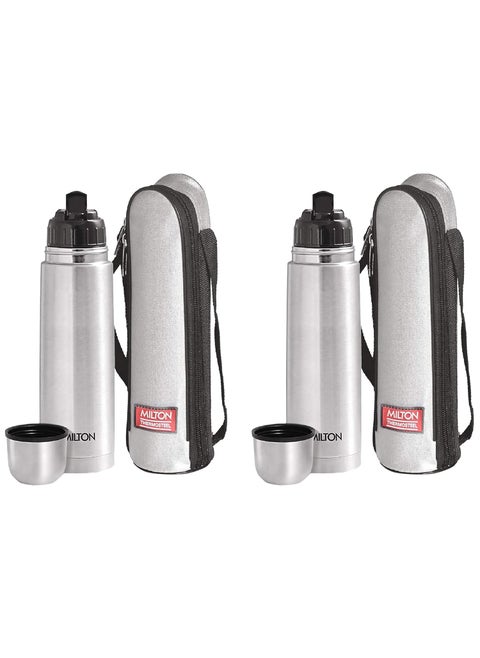 Milton Thermosteel Flip Lid Flask, 500 ML, Silver (Pack of 2)