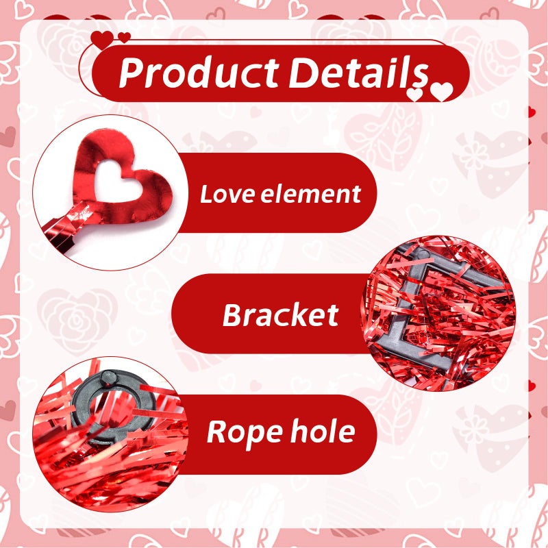Kreyfer 2 Pack Valentineâ€™s Day Heart-Shaped Wreaths â€“ Red Metallic Love Garland Door Hanging Decorations for Party, Wedding, Home, and Classroom DÃ©cor - Image 3