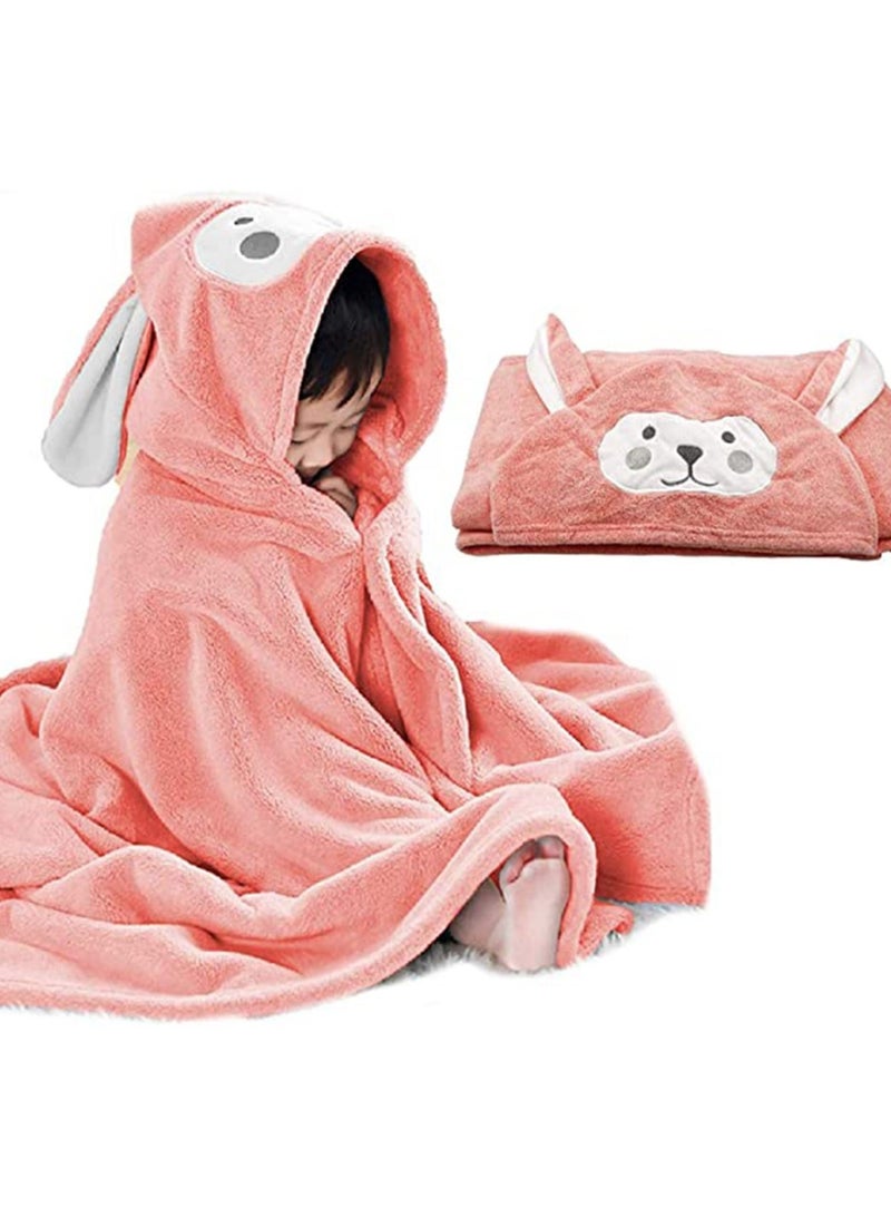 كابتن تيك KASTWAVE Unisex Baby Cotton Animal Face Hooded Towel, Baby Bath Towel Hooded Ultra Soft Towel Highly Absorbent Bathrobe Blanket Toddlers Shower Gifts for Boys Girls Extra Large 28" x 55" (Pink) - Image 1