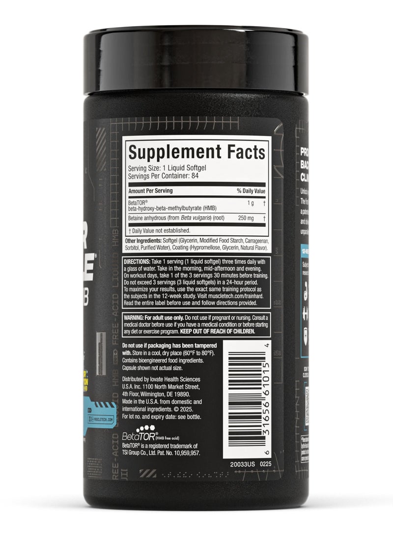 MuscleTech Clear Muscle Liquid HMB - Clinically Proven to Build Muscle, Increase Strength, Enhance Recovery - 1g BetaTOR HMB - Superior Absorption - 84 Liquid Softgels - Dietary Supplement - Image 2