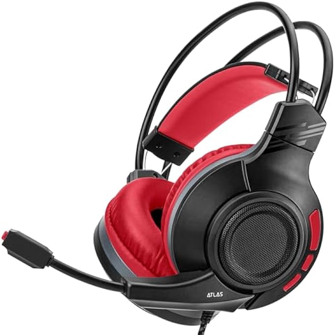 NITHO ATLAS GAMING HEADSET WITH MICROPHONE, OVER-EAR STEREO HEADPHONES FOR XBOX SERIES X/S, XBOX ONE, PS5, PS4, NINTENDO SWITCH, PC, MOBILE, 3.5 MM AUDIO JACK, 50 MM DRIVERS - RED - Image 1
