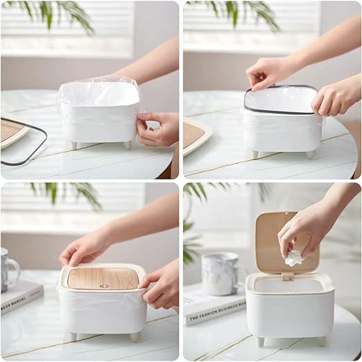 RELEMTRA RELEMTRA Square Trash Bin with Lid, 5 Liter Rubbish Bin, Plastic Garbage Can with Legs, Dogproof Trash Can with Push Button, Modern Waste Basket for Bedroom Bathroom Living Room Office - Image 3