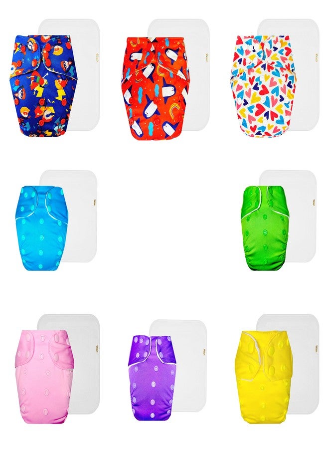 Dumbledo Premium Cloth Diaper with Cotton Insert (Pack of 8) | Soft & Gentle | Breathable | Travel Friendly | Everyday Diapering Essential | 3 Months - 3 Years | Unisex Baby - Image 1