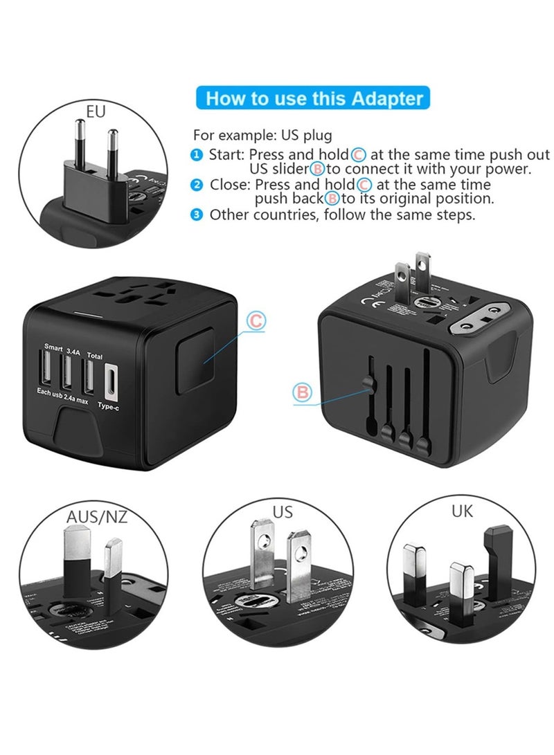 ELTRAZONE Universal International Travel Power Adapter with High-Speed USB Ports - Image 3