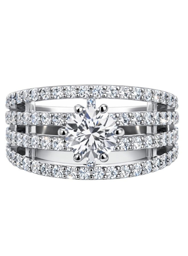 Kailash Creation American Diamond Adjustable Finger Ring for Women and Girls Stylish | Silver_Plated Sparkling AD Ring | Stylish Gift to Wife, Sister, Mother, Girlfriend on Birthday, Anniversary, Rakhi & Valentine Day - Image 1